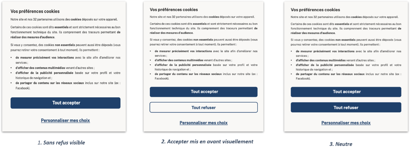 Exemples de bandeaux cookies