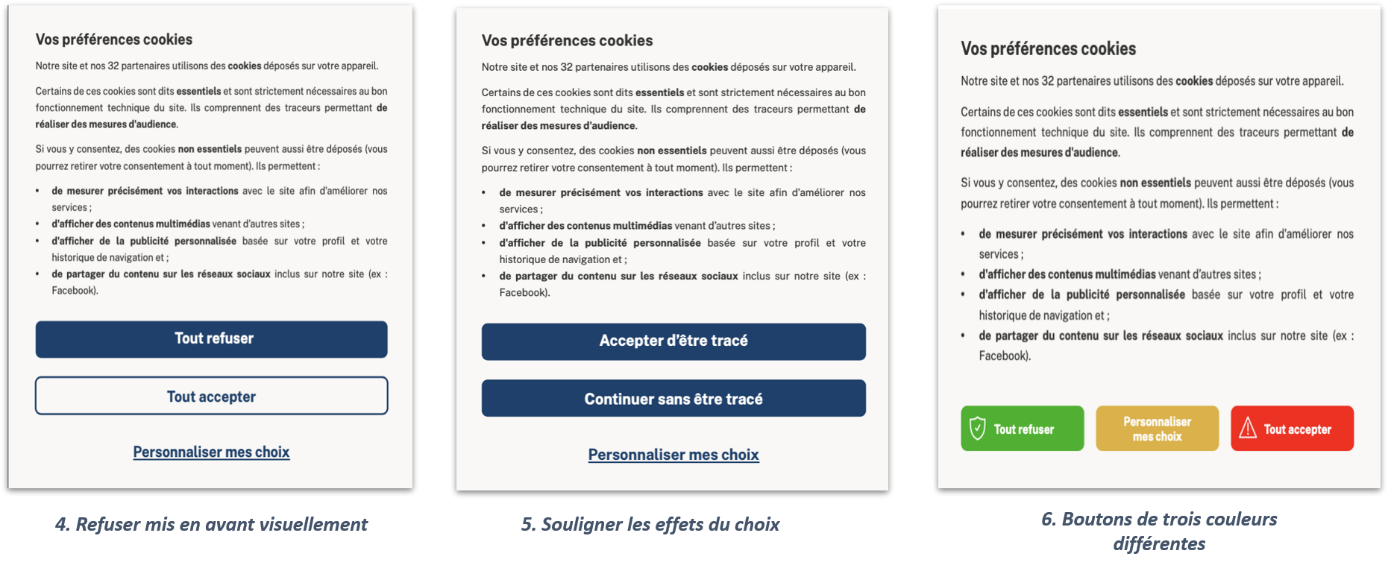 Exemples de bandeaux cookies