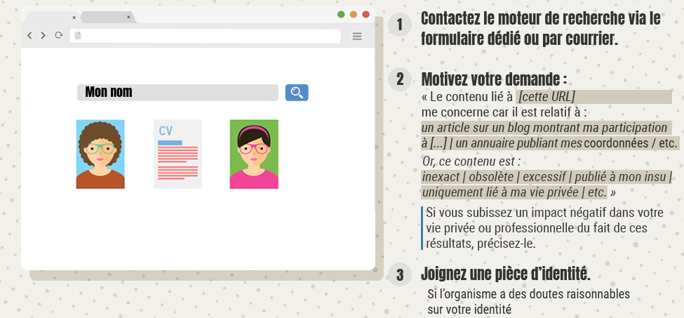 Procédure pour déférencer un contenu me concernant dans les moteurs de recherche