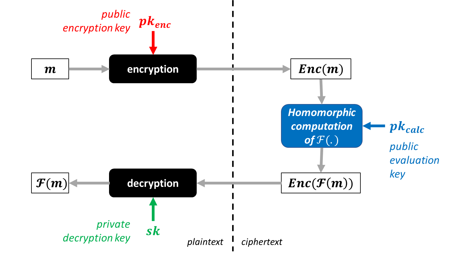 Descriptive diagram of homomorphic ncryption