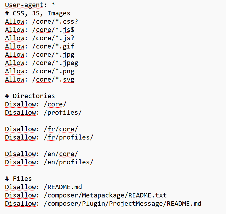 Extrait du fichier « robots.txt » du site du LINC 