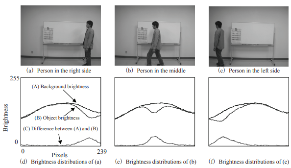 Visualisation de la présence ou non d’une personne et de sa localisation sur l’image par la simple évolution de la distribution de la luminosité